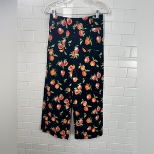 Maeve Anthropologie Black Pants with Peach Print Size 26